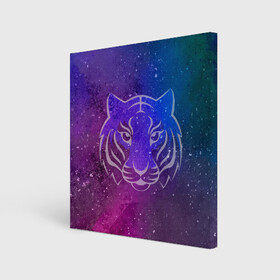 Холст квадратный с принтом Космический тигр COSMO в городе Новоалтайск, 100% ПВХ |  | tiger | восточный тигр | год тигра | космический | космос | кошка | тигр | тигренок | хищник