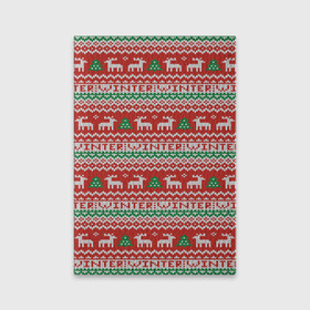 Обложка для паспорта матовая кожа с принтом Deer Christmas Pattern в городе Новоалтайск, натуральная матовая кожа | размер 19,3 х 13,7 см; прозрачные пластиковые крепления | Тематика изображения на принте: background | christmas | christmas pattern | deer | herringbone | holiday | knitted pattern | new year | pattern | texture | tree | вязаный узор | елка | елочка | новогодний узор | новый год | олени | паттерн | праздник | рождество | текстура | узор | фон