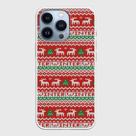 Чехол для iPhone 13 Pro с принтом Deer Christmas Pattern в городе Новоалтайск,  |  | Тематика изображения на принте: background | christmas | christmas pattern | deer | herringbone | holiday | knitted pattern | new year | pattern | texture | tree | вязаный узор | елка | елочка | новогодний узор | новый год | олени | паттерн | праздник | рождество | текстура | узор | фон