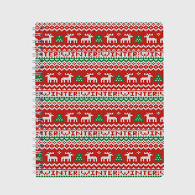 Тетрадь с принтом Deer Christmas Pattern в городе Новоалтайск, 100% бумага | 48 листов, плотность листов — 60 г/м2, плотность картонной обложки — 250 г/м2. Листы скреплены сбоку удобной пружинной спиралью. Уголки страниц и обложки скругленные. Цвет линий — светло-серый
 | background | christmas | christmas pattern | deer | herringbone | holiday | knitted pattern | new year | pattern | texture | tree | вязаный узор | елка | елочка | новогодний узор | новый год | олени | паттерн | праздник | рождество | текстура | узор | фон