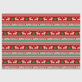 Поздравительная открытка с принтом Deer Christmas Pattern в городе Новоалтайск, 100% бумага | плотность бумаги 280 г/м2, матовая, на обратной стороне линовка и место для марки
 | background | christmas | christmas pattern | deer | herringbone | holiday | knitted pattern | new year | pattern | texture | tree | вязаный узор | елка | елочка | новогодний узор | новый год | олени | паттерн | праздник | рождество | текстура | узор | фон