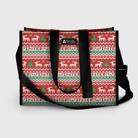 Сумка-шоппер 3D с принтом Deer Christmas Pattern в городе Новоалтайск, 100% полиэстер | застегивается на металлическую кнопку; внутренний карман застегивается на молнию. Стенки укреплены специальным мягким материалом, чтобы защитить содержимое от несильных ударов
 | background | christmas | christmas pattern | deer | herringbone | holiday | knitted pattern | new year | pattern | texture | tree | вязаный узор | елка | елочка | новогодний узор | новый год | олени | паттерн | праздник | рождество | текстура | узор | фон