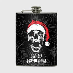 Фляга с принтом Santa Сlaus from hell в городе Новоалтайск, металлический корпус | емкость 0,22 л, размер 125 х 94 мм. Виниловая наклейка запечатывается полностью | christmas | new year | red cap | santa claus | santa from hell | skull | spider web | дед мороз | красный колпак | новый год | паутина | рождество | санта из ада | санта клаус | череп