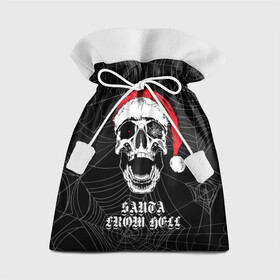 Подарочный 3D мешок с принтом Santa Сlaus from hell в городе Новоалтайск, 100% полиэстер | Размер: 29*39 см | Тематика изображения на принте: christmas | new year | red cap | santa claus | santa from hell | skull | spider web | дед мороз | красный колпак | новый год | паутина | рождество | санта из ада | санта клаус | череп