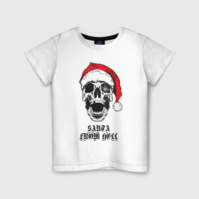 Детская футболка хлопок с принтом Santa Claus from hell. в городе Новоалтайск, 100% хлопок | круглый вырез горловины, полуприлегающий силуэт, длина до линии бедер | christmas | new year | red cap | santa claus | santa from hell | skull | spider web | дед мороз | красный колпак | новый год | паутина | рождество | санта из ада | санта клаус | череп