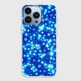 Чехол для iPhone 13 Pro с принтом Сверкающие снежинки в городе Новоалтайск,  |  | Тематика изображения на принте: blue | christmas | cold | ice | new year | snow | snowflakes | stars | winter | блеск | звезды | зима | зимний орнамент | иней | космические снежинки | кристаллы | лед | мороз | новогодний узор | новый год | подарок | рождество