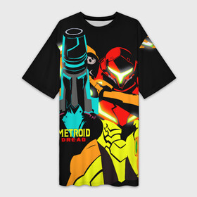 Платье-футболка 3D с принтом Metroid  Metroid Dread в городе Новоалтайск,  |  | action | metroid | metroid dread | samus aran | zdr | метроид дред | мэторойдо дореддо | робот emmi | самус аран