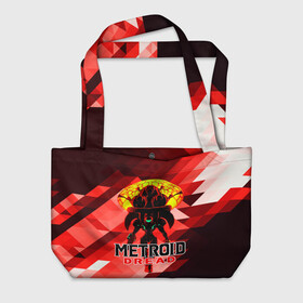 Пляжная сумка 3D с принтом Metroid Dread Метроид Дреад в городе Новоалтайск, 100% полиэстер | застегивается на металлическую кнопку; внутренний карман застегивается на молнию. Стенки укреплены специальным мягким материалом, чтобы защитить содержимое от несильных ударов
 | emmi | metroid | metroid dread | samus | samus aran | метроид дреад | метроид дред | метроид дредд | самус аран