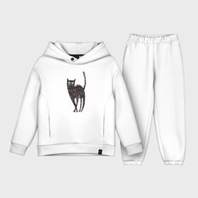 Детский костюм хлопок Oversize Рисованная кошка: в городе Новоалтайск, | | black | cat | кот | рисунок | черный