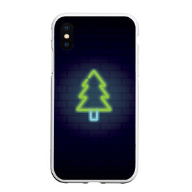 Чехол для iPhone XS Max матовый с принтом неоновая елка с новым годом в городе Новоалтайск, Силикон | Область печати: задняя сторона чехла, без боковых панелей | Тематика изображения на принте: happy new year | neon | елка | неон | фон стены