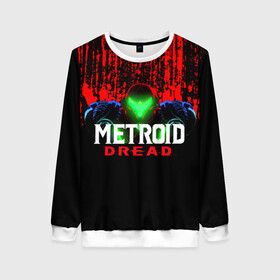 Женский свитшот 3D с принтом Metroid Dread Самус Аран и потеки крови в городе Новоалтайск, 100% полиэстер с мягким внутренним слоем | круглый вырез горловины, мягкая резинка на манжетах и поясе, свободная посадка по фигуре | aran | dread | mercurysteam | metroid | nintendo | samus | samus aran | самус аран