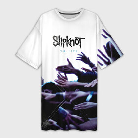 Платье-футболка 3D с принтом 9.0: Live  Slipknot в городе Новоалтайск,  |  | Тематика изображения на принте: slipknot | алессандро вентурелла | альбом | джей вайнберг | джеймс рут | кори тейлор | крис фен | крэйг джонс | метал | мик томсон | музыка | петля | рок группа | сид уилсон | скользящий узел | слайпкнот