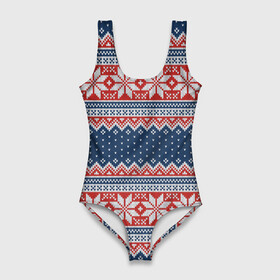Купальник-боди 3D с принтом Knitted Pattern в городе Новоалтайск, 82% полиэстер, 18% эластан | Круглая горловина, круглый вырез на спине | background | christmas | holiday | knitted pattern | new year | pattern | snowflakes | texture | вязаный узор | новый год | паттерн | праздник | рождество | снежинки | текстура | узор | фон