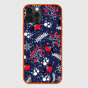Чехол для iPhone 12 Pro Max с принтом Снегири и рябина в городе Новоалтайск, Силикон |  | birds | bullfinches | christmas | mountain ash | new year | snow | snowflakes | winter | зима | новый год | птицы | рождество | рябина | снег | снегири | снежинки
