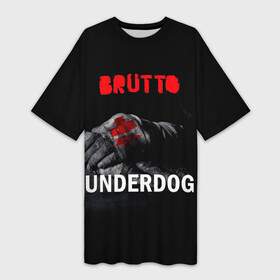 Платье-футболка 3D с принтом Brutto Underdog в городе Новоалтайск,  |  | Тематика изображения на принте: brutto | brutto nostra | drezden | альбом | бруто | брутто | виталий гурков | ляпис трубецкой | ляпис98 | огурец | панк | рок группа | саша и сирожа | ундердог | худрук