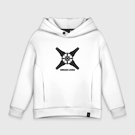 Детское худи Oversize хлопок с принтом Black | Dread lives в городе Новоалтайск, френч-терри — 70% хлопок, 30% полиэстер. Мягкий теплый начес внутри —100% хлопок | боковые карманы, эластичные манжеты и нижняя кромка, капюшон на магнитной кнопке | dread lives | game | mercurysteam | metroid dread | metroid fusion | игра | компьютерная игра | метроид дреад | мэтройдо дореддо | ужасные жизни