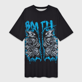 Платье-футболка 3D с принтом BMTH Wolves в городе Новоалтайск,  |  | alternative | bring me the horizon | metall | music | rock | альтернатива | бринг ми зэ харайзон | бринги | металл | музыка | рок