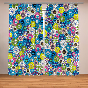 Фотошторы с принтом Takashi Murakami Улыбающиеся цветы в городе Новоалтайск, Блэкаут (светозащита 90%) / Габардин (светозащита 40% | 2 полотна шириной по 145 см; Высота 200-300 см; Крепление: шторная лента (на крючки); | japan | pop art | smile | summer | takashi murakami | арт | детские рисунки | искусство | красочный | лето | поляна | поп арт | разноцветные цветы | ромашки | смайл | такаси мураками | такаши мураками | узор | улыбки