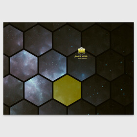 Поздравительная открытка с принтом JWST space cell theme в городе Новоалтайск, 100% бумага | плотность бумаги 280 г/м2, матовая, на обратной стороне линовка и место для марки
 | james webb | jwst | webb | астрономия | астрофизика | вселенная | галактика | джеймс уэбб | звезды | космос | наблюдения | наука | телескоп