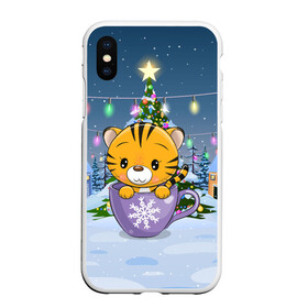 Чехол для iPhone XS Max матовый с принтом Тигренок 2022 в кружке в городе Новоалтайск, Силикон | Область печати: задняя сторона чехла, без боковых панелей | 2022 | год тигра | новый год | новый год 2022 | символ года | тигр | тигренок | тигрица | тигры