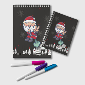 Блокнот с принтом Плохой Санта 2022 Bad Santa в городе Новоалтайск, 100% бумага | 48 листов, плотность листов — 60 г/м2, плотность картонной обложки — 250 г/м2. Листы скреплены удобной пружинной спиралью. Цвет линий — светло-серый
 | Тематика изображения на принте: 2022 | год тигра | новый год | новый год 2022 | символ года | тигр | тигренок | тигрица | тигры
