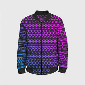 Детский бомбер 3D с принтом НЕОНОВЫЙ СВИТЕР NEON SWEATER в городе Новоалтайск, 100% полиэстер | застегивается на молнию, по бокам два кармана без застежек, мягкие манжеты, по низу бомбера и на воротнике — эластичная резинка | Тематика изображения на принте: knitted | neon | sweater | вязанный | вязаный | градиент | неон | свитер