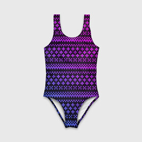 Детский купальник 3D с принтом НЕОНОВЫЙ СВИТЕР NEON SWEATER в городе Новоалтайск, Полиэстер 85%, Спандекс 15% | Слитный крой, подклад по переду изделия, узкие бретели | Тематика изображения на принте: knitted | neon | sweater | вязанный | вязаный | градиент | неон | свитер