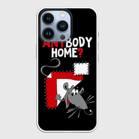Чехол для iPhone 13 Pro с принтом Anybody home: есть кто нибудь дома в городе Новоалтайск,  |  | anybody home | funny | is there anyone at home | looking out | mouse | patches | seams | smiling | threads | весёлый | выглядывает | есть ктонибудь дома | заплатки | мышонок | мышь | нитки | улыбается | швы