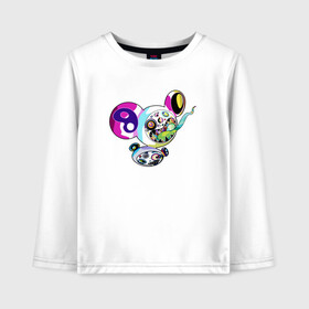 Детский лонгслив хлопок с принтом Takashi Murakami Такаси Мураками ДОБ в городе Новоалтайск, 100% хлопок | круглый вырез горловины, полуприлегающий силуэт, длина до линии бедер | art | japan | pop art | smile | takashi murakami | абстракционизм | арт | безубие | графика | доб | искусство | красочный | монстрик | поп арт | современное искусство | такаси мураками | такаши мураками
