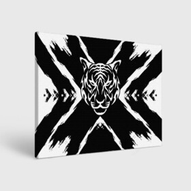 Холст прямоугольный с принтом Tiger Black & White Черно-белый Тигр в городе Новоалтайск, 100% ПВХ |  | cat | tiger | год тигра | зверь | кошка | символ года | тигр | хищник
