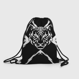 Рюкзак-мешок 3D с принтом Tiger Black & White Черно-белый Тигр в городе Новоалтайск, 100% полиэстер | плотность ткани — 200 г/м2, размер — 35 х 45 см; лямки — толстые шнурки, застежка на шнуровке, без карманов и подкладки | Тематика изображения на принте: cat | tiger | год тигра | зверь | кошка | символ года | тигр | хищник
