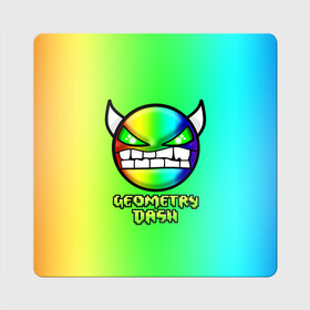 Магнит виниловый Квадрат с принтом Геометри Дэш радужный Geometry Dash в городе Новоалтайск, полимерный материал с магнитным слоем | размер 9*9 см, закругленные углы | demon | game | geometry dash | геометри даш | геометри дэш | геометрии даш | геометрии дэш | геометрия даш | игра