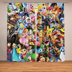 Фотошторы с принтом SUPER SMASH BROS ГЕРОИ ИГРЫ в городе Новоалтайск, Блэкаут (светозащита 90%) / Габардин (светозащита 40% | 2 полотна шириной по 145 см; Высота 200-300 см; Крепление: шторная лента (на крючки); | sonic | super smash | альпинисты | байонетта | боузер | дейзи | джиглипафф | донки конг | изабель | кирби | линк | луиджи | луцина | марио | метанайт | мьюту | пикачу | пит | пичу | пэкмен | ридли | рихтер | рой | рю