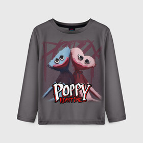 Детский лонгслив 3D с принтом ХАГГИ ВАГГИ ПАРОЧКА - POPPY PLAYTIME в городе Новоалтайск, 100% полиэстер | длинные рукава, круглый вырез горловины, полуприлегающий силуэт
 | poppy playtime | игра | монстр | плэйтайм | попи плей тайм | попи плэй тайм | попиплейтам | попиплэйтайм | поппи плейтайм | поппиплэйтайм | хагги вагги | хаги ваги | хоррор