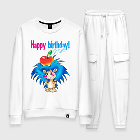 Женский костюм хлопок с принтом Happy Birthday to me! в городе Новоалтайск, 100% хлопок | на свитшоте круглая горловина, мягкая резинка по низу. Брюки заужены к низу, на них два вида карманов: два 
