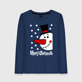 Женский лонгслив хлопок с принтом Merry Christmas снеговик в шляпе в городе Новоалтайск, 100% хлопок |  | carrot | merry christmas | new year | smile | snow | snowman | winter | зима | морковка | новый год | снег | снеговик | счастливого рождества | улыбка