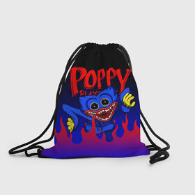 Рюкзак-мешок 3D с принтом POPPY PLAYTIME ПОППИ ПЛЕЙТАЙМ ХАГГИ ВАГГИ FIRE в городе Новоалтайск, 100% полиэстер | плотность ткани — 200 г/м2, размер — 35 х 45 см; лямки — толстые шнурки, застежка на шнуровке, без карманов и подкладки | huggy wuggy | huggywuggy | poppy playtime | видеоигра | время игры с поппи | вугги | вуги | заброшенная фабрика игрушек | игра | кровь | кукла | монстр | попи плей тайм | попиплэйтайм | поппи плейтайм | ужасы | хагги