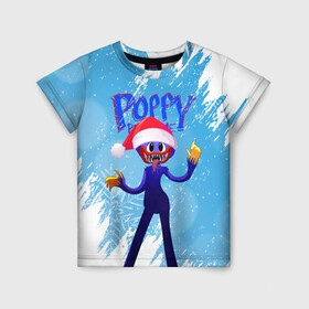 Детская футболка 3D с принтом Новогодний Poppy Playtime. в городе Новоалтайск, 100% гипоаллергенный полиэфир | прямой крой, круглый вырез горловины, длина до линии бедер, чуть спущенное плечо, ткань немного тянется | 2021 | 2022 | happy new year | play | poppy | poppy playtime | poppyplaytime | time | игра | монстр | новогодний poppy playtime | новый год | праздник | снежинки