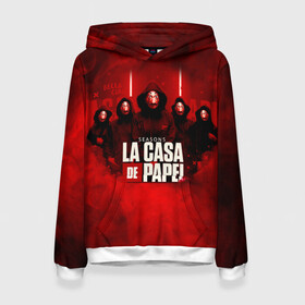 Женская толстовка 3D с принтом БУМАЖНЫЙ ДОМ - LA CASA DE PAPEL - BELLA CIAO в городе Новоалтайск, 100% полиэстер  | двухслойный капюшон со шнурком для регулировки, мягкие манжеты на рукавах и по низу толстовки, спереди карман-кенгуру с мягким внутренним слоем. | bella ciao | la casa de papel | бумажный дом | ла каса де | ла каса де папель | ла каса де пепел | лакаса | сериал | фильм