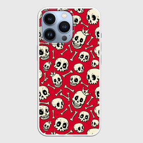 Чехол для iPhone 13 Pro с принтом Черепа с сердечками в глазах в городе Новоалтайск,  |  | bones | crowns | hearts | hearts in the eyes | love | skulls | короны | кости | любовь | сердечки в глазах | сердца | черепа
