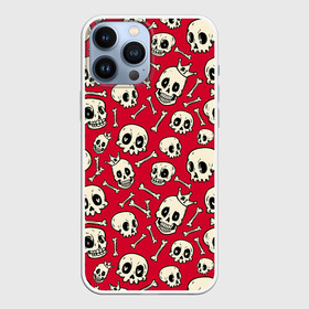 Чехол для iPhone 13 Pro Max с принтом Черепа с сердечками в глазах в городе Новоалтайск,  |  | bones | crowns | hearts | hearts in the eyes | love | skulls | короны | кости | любовь | сердечки в глазах | сердца | черепа