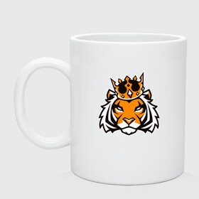 Кружка керамическая с принтом Тигр в короне Tiger in crown в городе Новоалтайск, керамика | объем — 330 мл, диаметр — 80 мм. Принт наносится на бока кружки, можно сделать два разных изображения | tiger | восточный тигр | год тигра | голова | кошка | тигр | тигренок | хищник