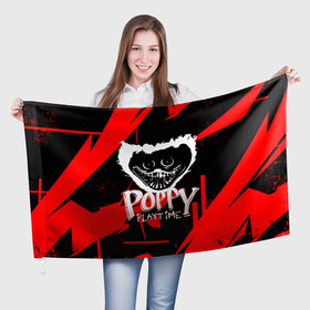 Флаг 3D с принтом POPPY PLAYTIME ХАГИ ВАГИ в городе Новоалтайск, 100% полиэстер | плотность ткани — 95 г/м2, размер — 67 х 109 см. Принт наносится с одной стороны | poppy playtime | игра | кукла | монстр | плэйтайм | попи плей тайм | попи плэй тайм | попиплейтам | попиплэйтайм | поппи плейтайм | поппиплэйтайм | хагги вагги | хаги ваги | хоррор