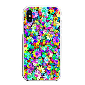 Чехол для iPhone XS Max матовый с принтом Rainbow flowers в городе Новоалтайск, Силикон | Область печати: задняя сторона чехла, без боковых панелей | takashi murakami | паттерн | радуга | смайл | такаси мураками | улыбка | цветы