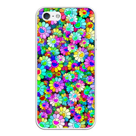 Чехол для iPhone 5/5S матовый с принтом Rainbow flowers в городе Новоалтайск, Силикон | Область печати: задняя сторона чехла, без боковых панелей | takashi murakami | паттерн | радуга | смайл | такаси мураками | улыбка | цветы