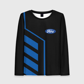 Женский лонгслив 3D с принтом Форд, Ford в городе Новоалтайск, 100% полиэстер | длинные рукава, круглый вырез горловины, полуприлегающий силуэт | bronco | capri | cougar | crown victoria | econoline | econovan | ecosport | edge | escape | falcon | ford | max | авто | автомобиль | знак | лого | машина | символ | тачка | форд | форт | эмблема