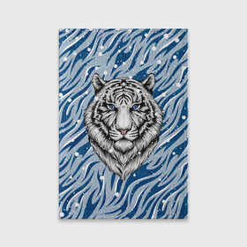 Обложка для паспорта матовая кожа с принтом New Years Tiger / Новогодний Тигр в городе Новоалтайск, натуральная матовая кожа | размер 19,3 х 13,7 см; прозрачные пластиковые крепления | cat | tiger | год тигра | дед мороз | зверь | кошка | новый год | рождество | санта | символ года | снег | снежинка | тигр | хищник