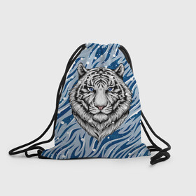 Рюкзак-мешок 3D с принтом New Years Tiger / Новогодний Тигр в городе Новоалтайск, 100% полиэстер | плотность ткани — 200 г/м2, размер — 35 х 45 см; лямки — толстые шнурки, застежка на шнуровке, без карманов и подкладки | Тематика изображения на принте: cat | tiger | год тигра | дед мороз | зверь | кошка | новый год | рождество | санта | символ года | снег | снежинка | тигр | хищник