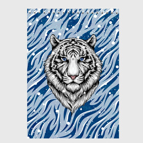 Скетчбук с принтом New Years Tiger / Новогодний Тигр в городе Новоалтайск, 100% бумага
 | 48 листов, плотность листов — 100 г/м2, плотность картонной обложки — 250 г/м2. Листы скреплены сверху удобной пружинной спиралью | cat | tiger | год тигра | дед мороз | зверь | кошка | новый год | рождество | санта | символ года | снег | снежинка | тигр | хищник