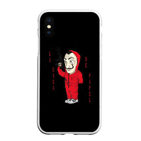 Чехол для iPhone XS Max матовый с принтом БУМАЖНЫЙ ДОМ - LA CASA DE PAPEL BELLA CIAO - СЕРИАЛ в городе Новоалтайск, Силикон | Область печати: задняя сторона чехла, без боковых панелей | bella ciao | la casa de papel | бумажный дом | ла каса де | ла каса де папель | ла каса де пепел | лакаса | сериал | фильм